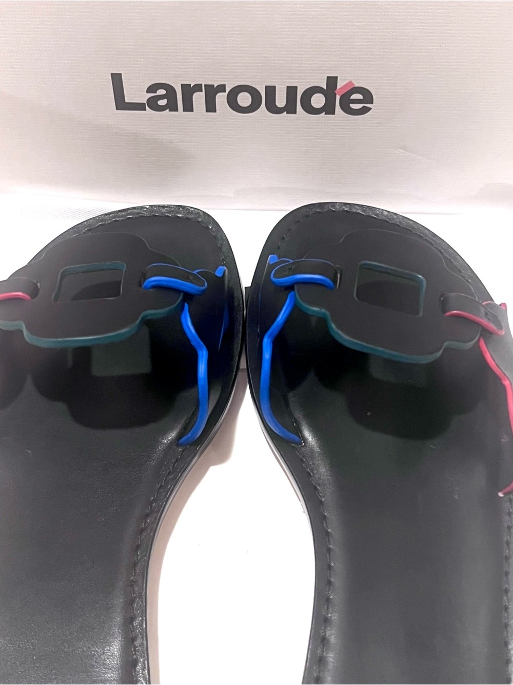 Larroude Margherita Leather Slide Sandal Black Size 10 - Picture 3 of 11
